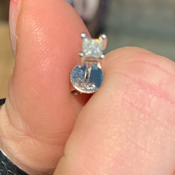 Moissanite Diamond Princess cut Earrings 0.6 cttw, All Inclusive - Picture 4 of 8